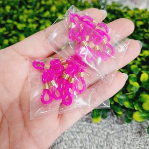 Porta lentes de goma fucsia regulador dorado