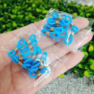 Porta lentes de goma azul regulador dorado