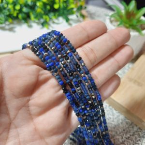 Cristal rondel color bronce, azul traslucido - 3mm