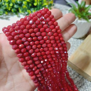 (1005-0163) Cristal rondel color rojo vino 6mm
