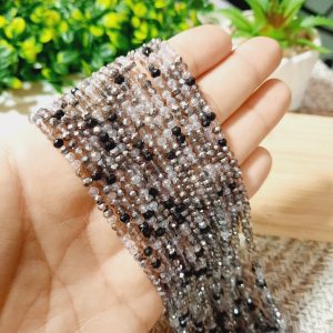 Cristal rondel color gris claro, oscuro y negro - 3mm