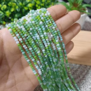 (1005-0057) Cristal rondel verde, blanco y transparente 3mm