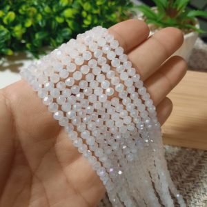 (1005-0066) Cristal rondel blanco humo platinado 4mm