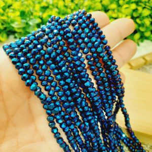 (1005-0075) Cristal rondel azul marino metalico 4mm