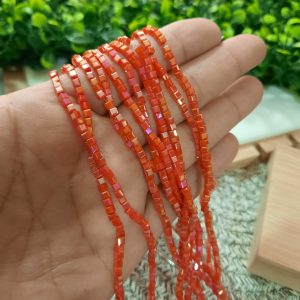 Cristal tipo cubo color naranja - 2mm