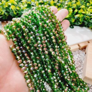(1005-0117) Cristal rondel verde limón y dorado 6mm
