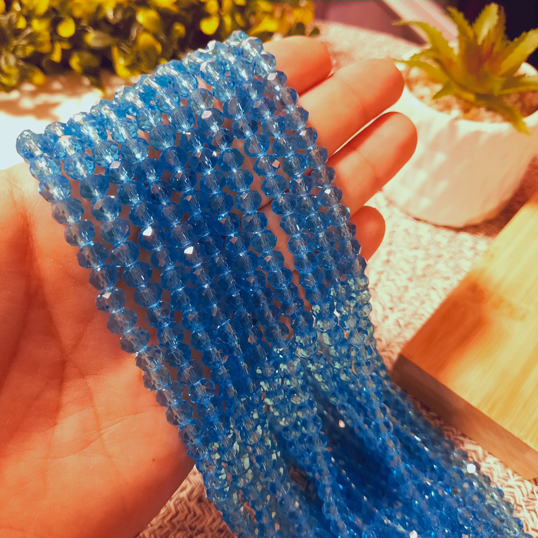 Cristal rondel color azul baby traslucido - 6mm