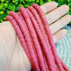Fimo de disco color rosa rouge 6mm
