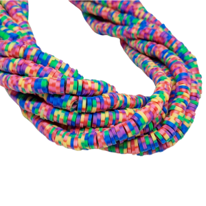 FIMO DE DISCO RAYADO COLOR AZULES/ROSAS/VERDE/AMARILLO 6MM