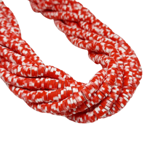 FIMO DE DISCO RAYADO COLOR ROJO/BLANCO 6MM
